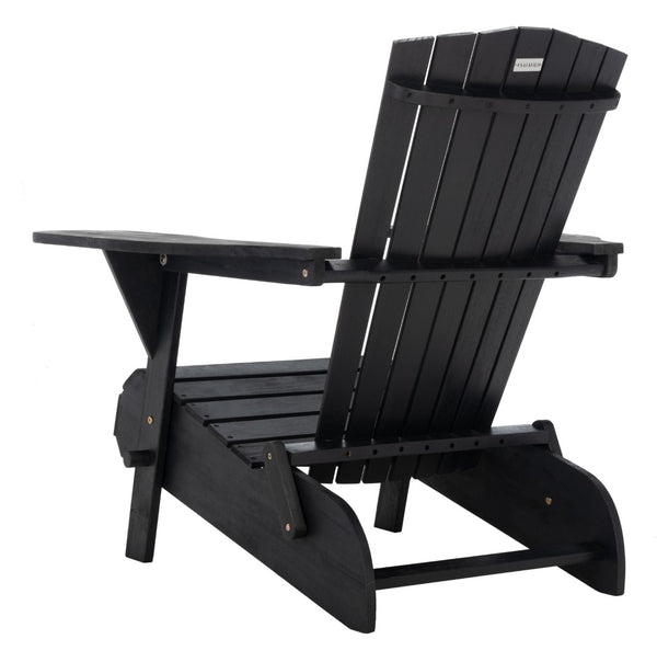 Safavieh BREETEL Adirondack Chairs Set for Two – Durable Eucalyptus Wood for Stylish Outdoor Comfort Black PAT7034D-SET2