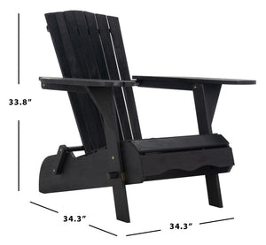 Safavieh BREETEL Adirondack Chairs Set for Two – Durable Eucalyptus Wood for Stylish Outdoor Comfort Black PAT7034D-SET2