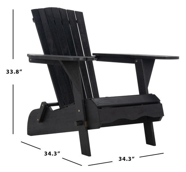 Safavieh BREETEL Adirondack Chairs Set for Two – Durable Eucalyptus Wood for Stylish Outdoor Comfort Black PAT7034D-SET2