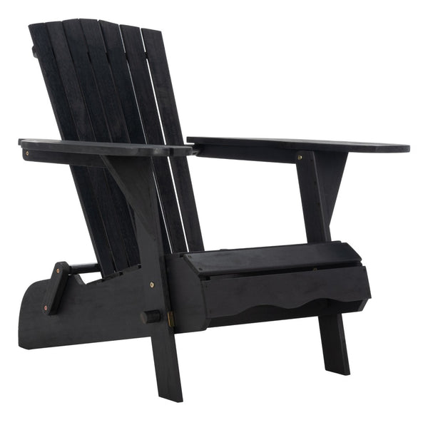 Safavieh BREETEL Adirondack Chairs Set for Two – Durable Eucalyptus Wood for Stylish Outdoor Comfort Black PAT7034D-SET2