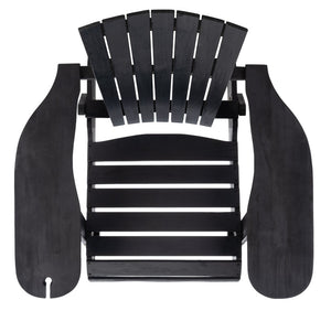 Safavieh BREETEL Adirondack Chairs Set for Two – Durable Eucalyptus Wood for Stylish Outdoor Comfort Black PAT7034D-SET2