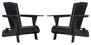 Safavieh BREETEL Adirondack Chairs Set for Two – Durable Eucalyptus Wood for Stylish Outdoor Comfort Black PAT7034D-SET2