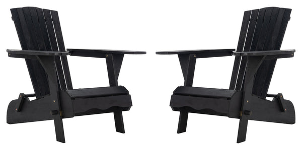 Safavieh BREETEL Adirondack Chairs Set for Two – Durable Eucalyptus Wood for Stylish Outdoor Comfort Black PAT7034D-SET2