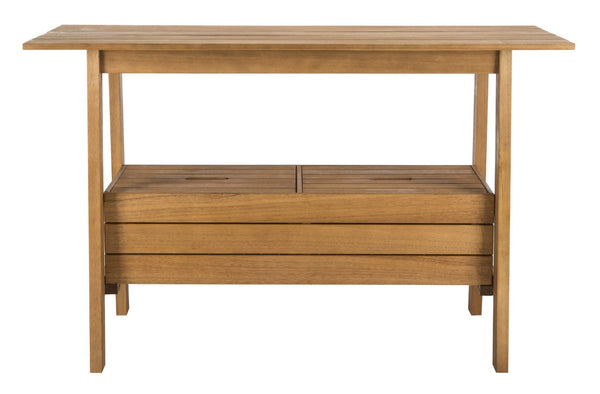Safavieh BERTIE Natural Wood Tea Trolley - Versatile Outdoor Bar Cart & Serving Station for Elegant Gatherings PAT7035A