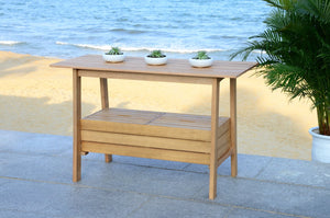 Safavieh BERTIE Natural Wood Tea Trolley - Versatile Outdoor Bar Cart & Serving Station for Elegant Gatherings PAT7035A