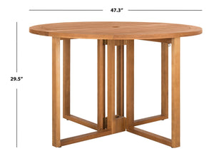 Safavieh WALES Round Dining Table - Natural Wood Outdoor Table with Geometric Base for Stylish Gatherings PAT7036A