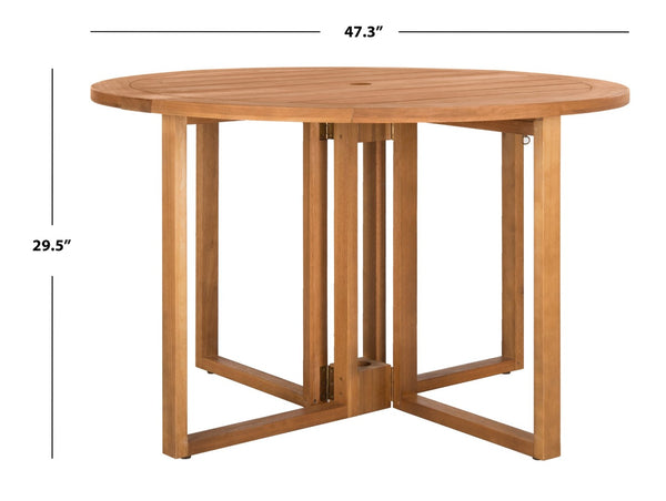 Safavieh WALES Round Dining Table - Natural Wood Outdoor Table with Geometric Base for Stylish Gatherings PAT7036A