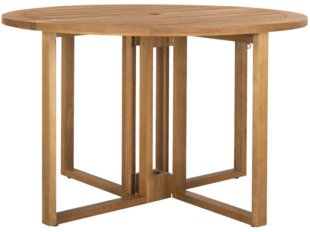 Safavieh WALES Round Dining Table - Natural Wood Outdoor Table with Geometric Base for Stylish Gatherings PAT7036A