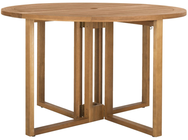 Safavieh WALES Round Dining Table - Natural Wood Outdoor Table with Geometric Base for Stylish Gatherings PAT7036A
