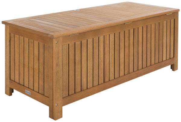 Safavieh ABRI Cushion Box - Elegant Eucalyptus Storage for Outdoor Essentials, Stylish and Durable Design Natural PAT7037A