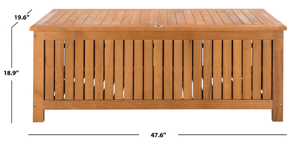 Safavieh ABRI Cushion Box - Elegant Eucalyptus Storage for Outdoor Essentials, Stylish and Durable Design Natural PAT7037A
