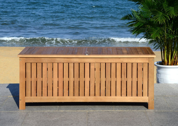 Safavieh ABRI Cushion Box - Elegant Eucalyptus Storage for Outdoor Essentials, Stylish and Durable Design Natural PAT7037A