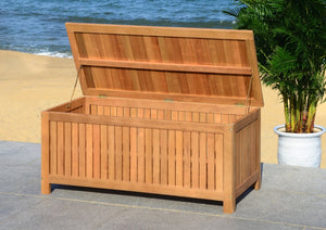 Safavieh ABRI Cushion Box - Elegant Eucalyptus Storage for Outdoor Essentials, Stylish and Durable Design Natural PAT7037A