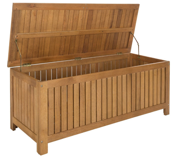 Safavieh ABRI Cushion Box - Elegant Eucalyptus Storage for Outdoor Essentials, Stylish and Durable Design Natural PAT7037A