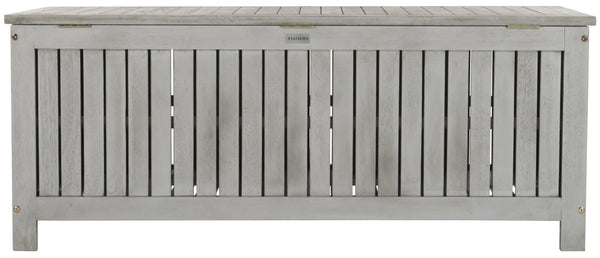 Safavieh ABRI Cushion Box - Elegant Eucalyptus Storage for Outdoor Essentials, Stylish and Durable Design Grey PAT7037B