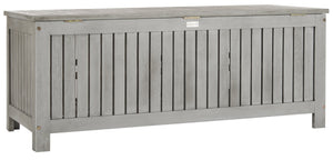 Safavieh ABRI Cushion Box - Elegant Eucalyptus Storage for Outdoor Essentials, Stylish and Durable Design Grey PAT7037B