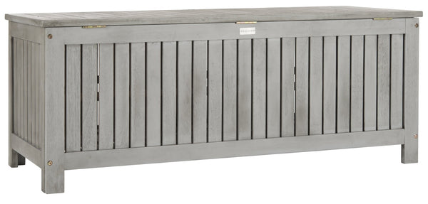 Safavieh ABRI Cushion Box - Elegant Eucalyptus Storage for Outdoor Essentials, Stylish and Durable Design Grey PAT7037B