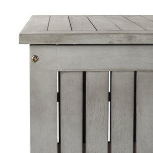 Safavieh ABRI Cushion Box - Elegant Eucalyptus Storage for Outdoor Essentials, Stylish and Durable Design Grey PAT7037B
