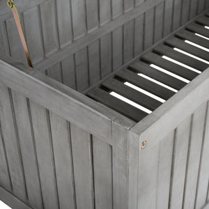 Safavieh ABRI Cushion Box - Elegant Eucalyptus Storage for Outdoor Essentials, Stylish and Durable Design Grey PAT7037B