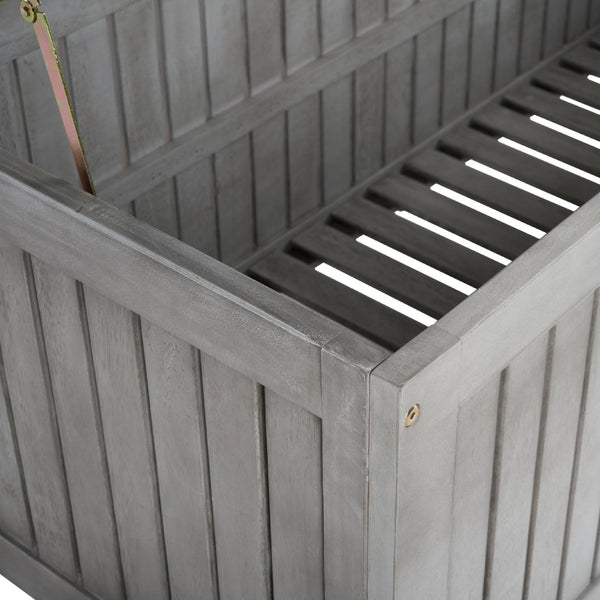 Safavieh ABRI Cushion Box - Elegant Eucalyptus Storage for Outdoor Essentials, Stylish and Durable Design Grey PAT7037B