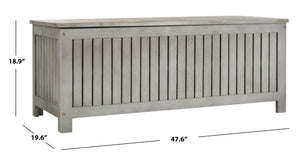 Safavieh ABRI Cushion Box - Elegant Eucalyptus Storage for Outdoor Essentials, Stylish and Durable Design Grey PAT7037B