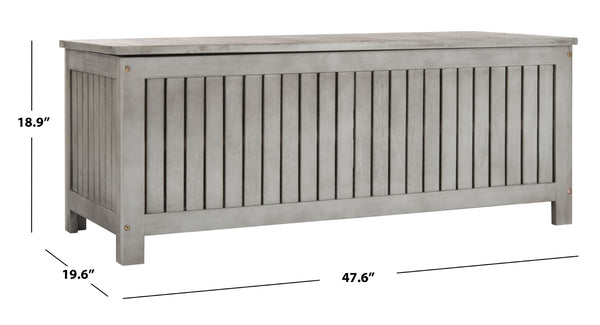 Safavieh ABRI Cushion Box - Elegant Eucalyptus Storage for Outdoor Essentials, Stylish and Durable Design Grey PAT7037B