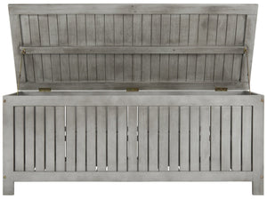 Safavieh ABRI Cushion Box - Elegant Eucalyptus Storage for Outdoor Essentials, Stylish and Durable Design Grey PAT7037B