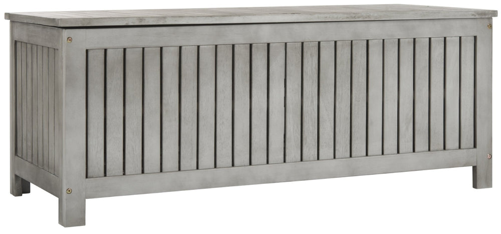 Safavieh ABRI Cushion Box - Elegant Eucalyptus Storage for Outdoor Essentials, Stylish and Durable Design Grey PAT7037B