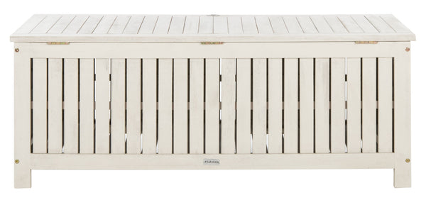 Safavieh ABRI Cushion Box - Elegant Eucalyptus Storage for Outdoor Essentials, Stylish and Durable Design White PAT7037C