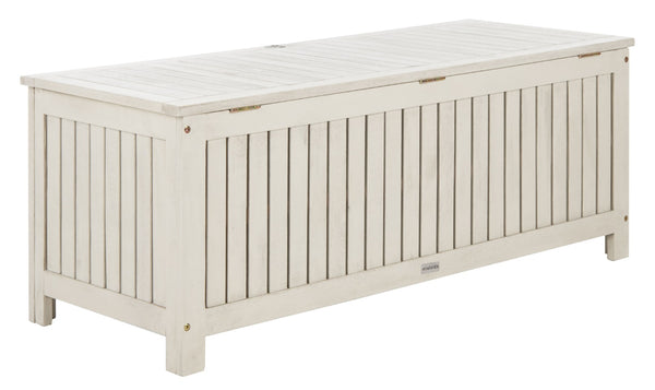 Safavieh ABRI Cushion Box - Elegant Eucalyptus Storage for Outdoor Essentials, Stylish and Durable Design White PAT7037C
