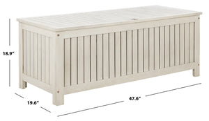 Safavieh ABRI Cushion Box - Elegant Eucalyptus Storage for Outdoor Essentials, Stylish and Durable Design White PAT7037C