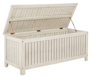 Safavieh ABRI Cushion Box - Elegant Eucalyptus Storage for Outdoor Essentials, Stylish and Durable Design White PAT7037C