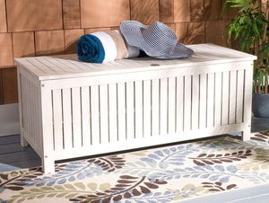 Safavieh ABRI Cushion Box - Elegant Eucalyptus Storage for Outdoor Essentials, Stylish and Durable Design White PAT7037C