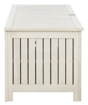 Safavieh ABRI Cushion Box - Elegant Eucalyptus Storage for Outdoor Essentials, Stylish and Durable Design White PAT7037C