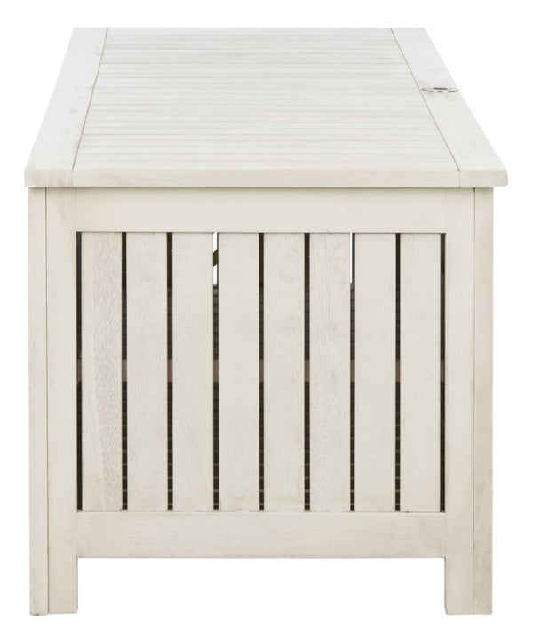 Safavieh ABRI Cushion Box - Elegant Eucalyptus Storage for Outdoor Essentials, Stylish and Durable Design White PAT7037C