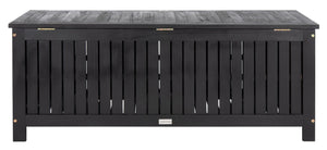 Safavieh ABRI Cushion Box - Elegant Eucalyptus Storage for Outdoor Essentials, Stylish and Durable Design Black PAT7037D