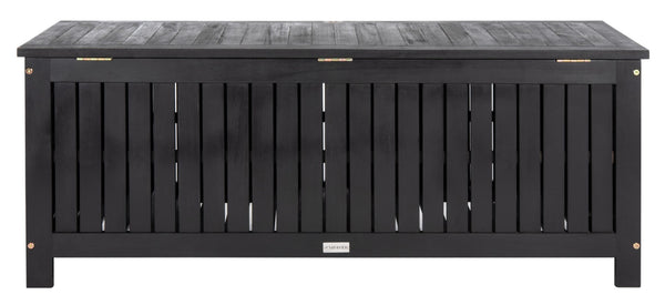 Safavieh ABRI Cushion Box - Elegant Eucalyptus Storage for Outdoor Essentials, Stylish and Durable Design Black PAT7037D