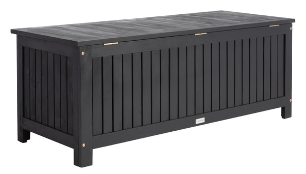 Safavieh ABRI Cushion Box - Elegant Eucalyptus Storage for Outdoor Essentials, Stylish and Durable Design Black PAT7037D