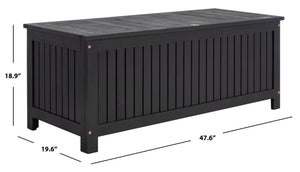 Safavieh ABRI Cushion Box - Elegant Eucalyptus Storage for Outdoor Essentials, Stylish and Durable Design Black PAT7037D