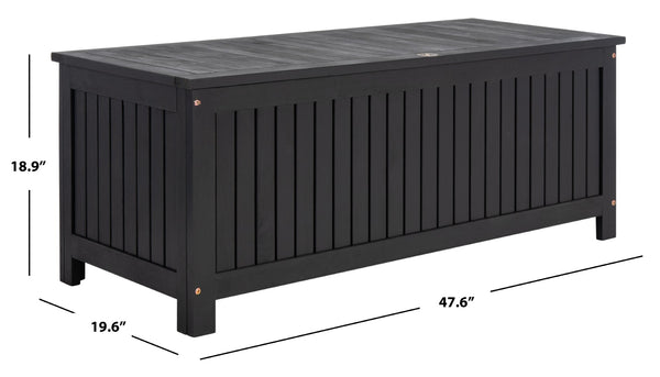 Safavieh ABRI Cushion Box - Elegant Eucalyptus Storage for Outdoor Essentials, Stylish and Durable Design Black PAT7037D