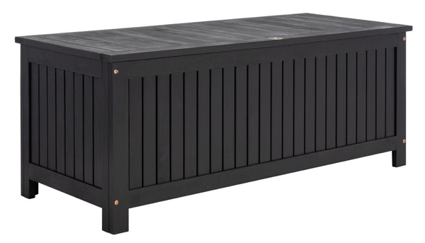Safavieh ABRI Cushion Box - Elegant Eucalyptus Storage for Outdoor Essentials, Stylish and Durable Design Black PAT7037D