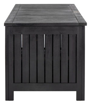 Safavieh ABRI Cushion Box - Elegant Eucalyptus Storage for Outdoor Essentials, Stylish and Durable Design Black PAT7037D