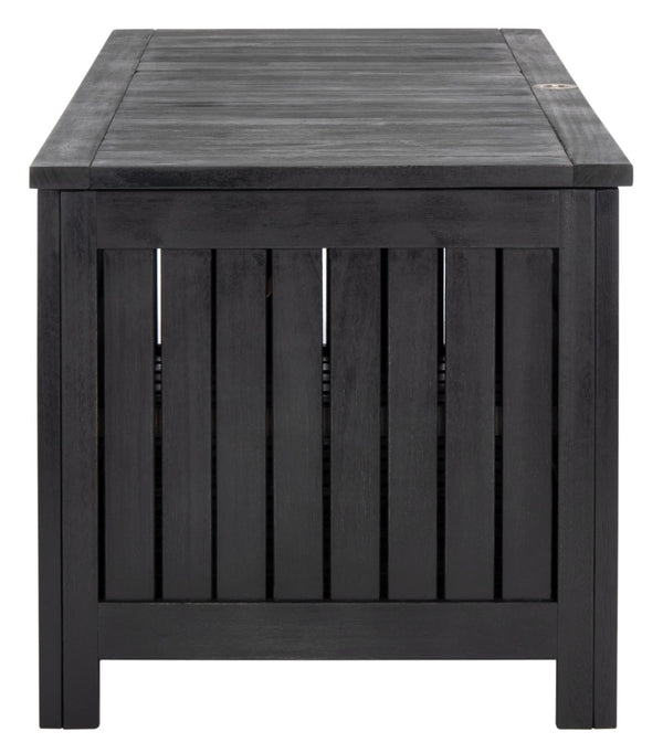 Safavieh ABRI Cushion Box - Elegant Eucalyptus Storage for Outdoor Essentials, Stylish and Durable Design Black PAT7037D