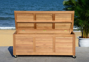 Safavieh ELINA Cushion Box - Elegant Outdoor Storage Solution for Cushions and Accessories, Stylish Design Natural PAT7038A