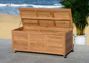 Safavieh ELINA Cushion Box - Elegant Outdoor Storage Solution for Cushions and Accessories, Stylish Design Natural PAT7038A