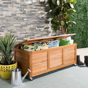 Safavieh ELINA Cushion Box - Elegant Outdoor Storage Solution for Cushions and Accessories, Stylish Design Natural PAT7038A