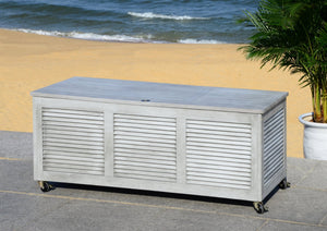 Safavieh ELINA Cushion Box - Elegant Outdoor Storage Solution for Cushions and Accessories, Stylish Design Grey PAT7038B