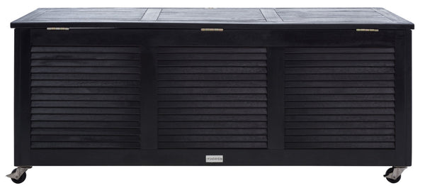 Safavieh ELINA Cushion Box - Elegant Outdoor Storage Solution for Cushions and Accessories, Stylish Design Black PAT7038D