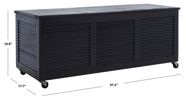 Safavieh ELINA Cushion Box - Elegant Outdoor Storage Solution for Cushions and Accessories, Stylish Design Black PAT7038D