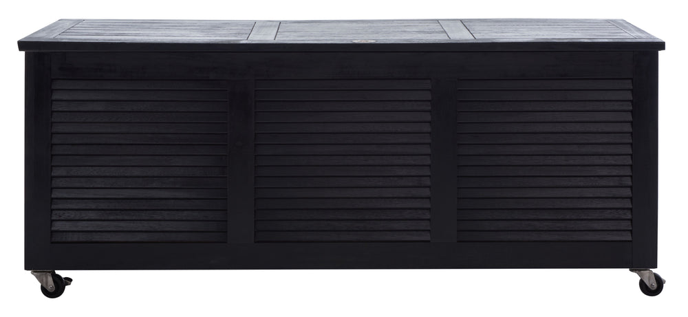Safavieh Elina Outdoor Cushion Box - Stylish Eucalyptus Storage Solution For Your Patio & Garden Decor Black Wood Pat7038d